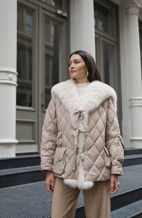 Short Down Jacket with Sailor Fox Collar