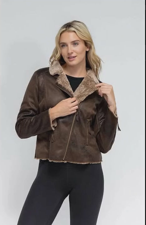The Chinchilla Moto In Chocolate Brown & Tan